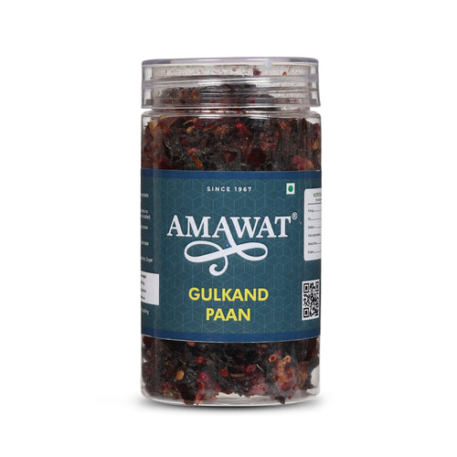 Amawat Gulkand Paan mukhwas is a well known gourmet mouth freshener. Gulkand pan is a indian traditional mouth freshner. Gulkand is act as antioxidant, treat mouth ulcers, protects from heat stroke, cures constipation. Gulkand Paan mukhwas is a amalgam of betel leaf, dry dates, fennel seeds, etc....